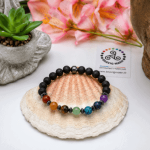 Bracelet 7 Chakras et Pierre de Lave – Harmonie et enracinement