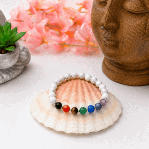 Bracelet pierres naturelles lithothérapie 7 chakras & Howlite