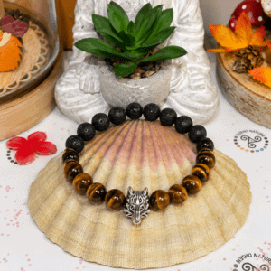 Bracelet Œil de Tigre et Pierre de Lave – Force et enracinement