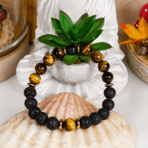 Bracelet Œil de Tigre et Pierre de Lave – Protection et enracinement