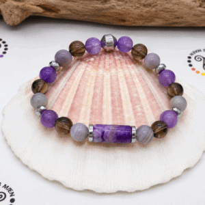 Bracelet Arrêt du Tabac en Améthyste, Quartz Fumé & Agate du Botswana