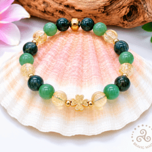 Bracelet Chance – Porte-Bonheur en Aventurine Verte, Agate Mousse & Citrine