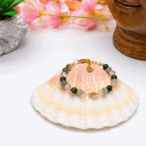 Bracelet chance et porte-bonheur en citrine, aventurine verte et agate mousse - Bretagne