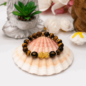 Bracelet Feng Shui Oeil de tigre Pixiu en 10 mm