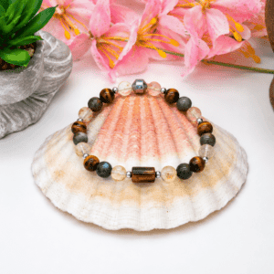 Bracelet Citrine, Pyrite et Œil de Tigre – Abondance et confiance en soi