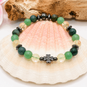 Bracelet chance et porte-bonheur en citrine, aventurine verte et agate mousse