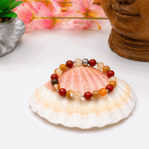 Bracelet Jaspé rouge - Mokaïte - Cornaline - Confiance en soi - Projets