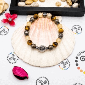 Bracelet Pyrite, Citrine et Œil de Tigre 8 mm