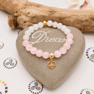 Bracelet sélénite et quartz rose - version dorée Grande sérénité