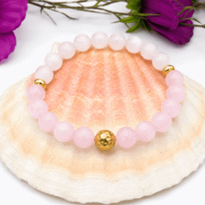 Bracelet en sélénite et quartz rose 8 mm