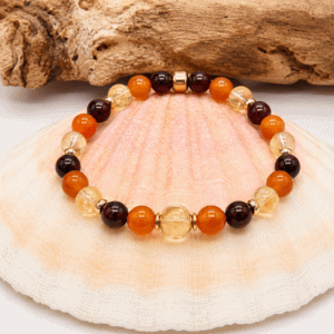Bracelet vitalité et joie de vivre en grenat cornaline et citrine 6 mm