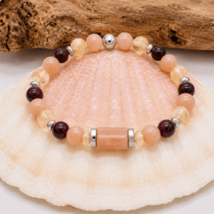 Bracelet vitalité et joie de vivre en pierre de soleil, grenat et citrine