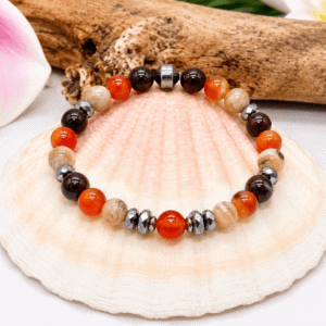 Bracelet vitalité et joie de vivre en grenat cornaline et pierre de soleil