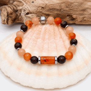 Bracelet vitalité et joie de vivre en grenat cornaline et pierre de soleil