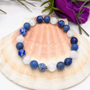 bracelet en sélénite aventurine bleue lapis lazuli 8 mm