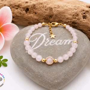 Bracelet Quartz Rose Gourmette – Élégant et Apaisant