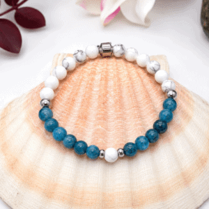Bracelet apatite & Howlite - Perte de Poids - Drainage - Motivation au naturel