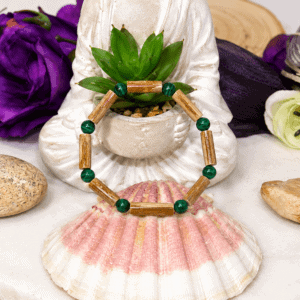 Bracelet Malachite et Noisetier – Équilibre Naturel