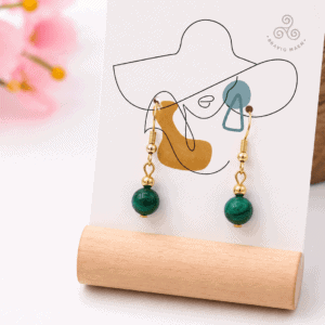 Boucles d'Oreilles Malachite Naturelle Artisanales