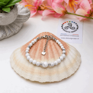 Bracelet gourmette en Howlite naturelle