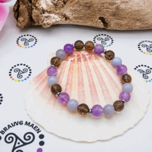 Bracelet Soutien Arrêt du Tabac en Améthyste, Agate du Botswana & Quartz Fumé