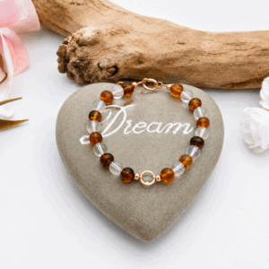 Bracelet Gourmette Ambre et Cristal de Roche – Lumière, sérénité et clarté intérieure