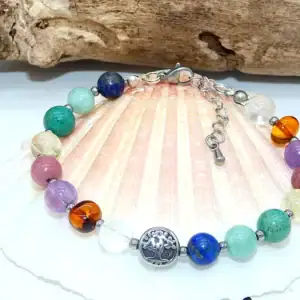 Bracelet chemin de vie personnalisé – perles 8 mm format gourmette