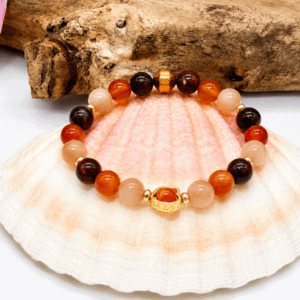 Bracelet Grenat, Cornaline et Pierre de Soleil – Énergie et bonne humeur