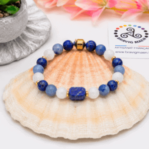 Bracelet Lapis Lazuli, Sélénite et Aventurine Bleue – Sérénité et apaisement