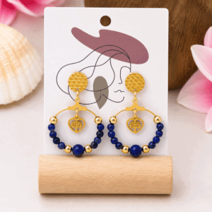 Boucles d'Oreilles Créoles en Lapis Lazuli