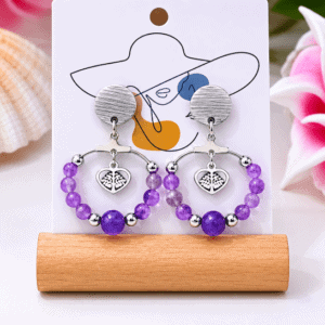Boucles d'Oreilles Créoles en améthyste