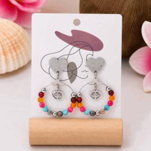 Boucles d'Oreilles Créoles en agate multicolore