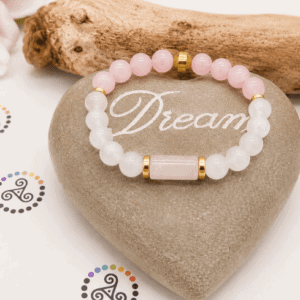 Bracelet sélénite et quartz rose - version dorée Grande sérénité version dorée