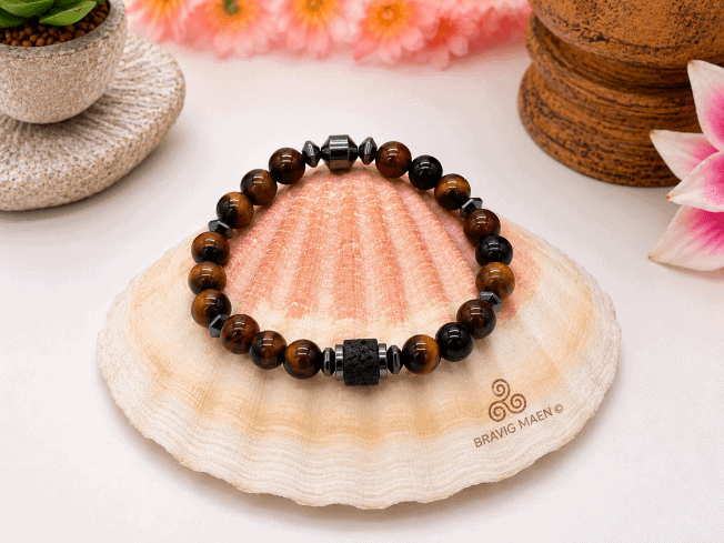 Bracelet de protection 3 yeux Oeil de faucon & oeil de taureau & Oeil de tigre