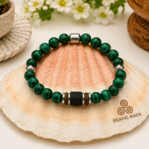 bracelet en malachite 8 mm élastique modèle homme