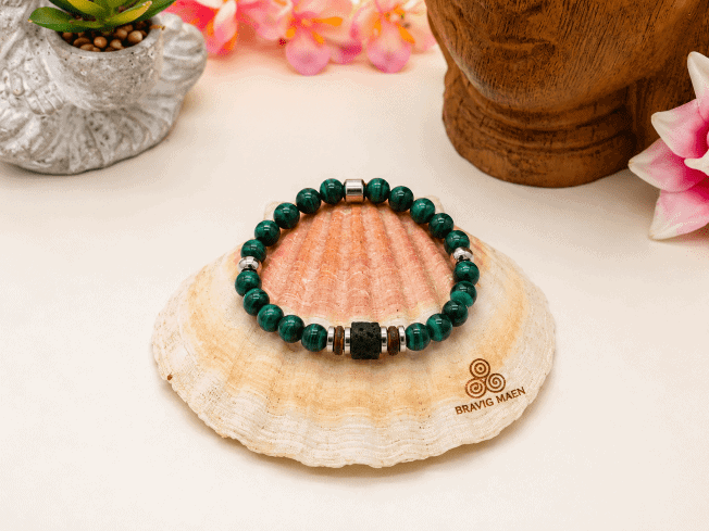 bracelet en malachite 8 mm élastique