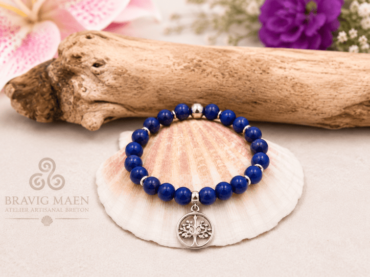 Bracelet en lapis lazuli élastique