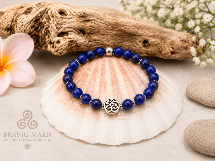 Bracelet en lapis lazuli création Bravig maen