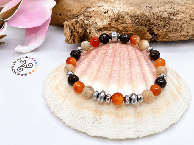 Bracelet joie de vivre & confiance en soi - cornaline - pierre de soleil - grenat