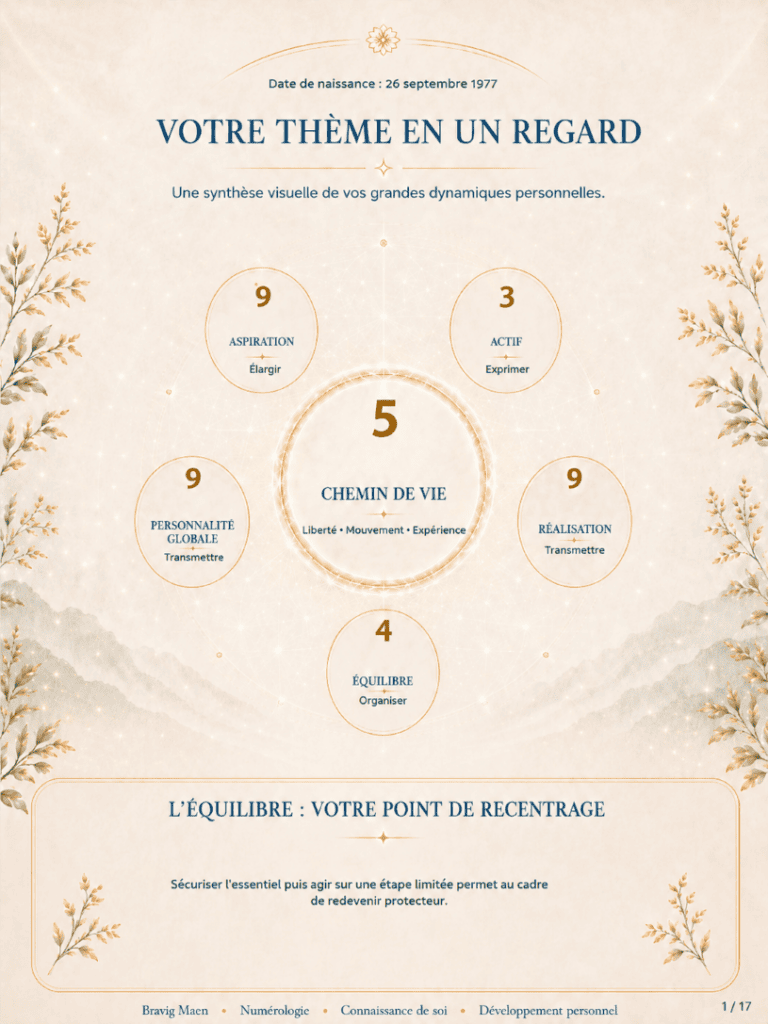 extrait étude numérologique de Bravig Maen